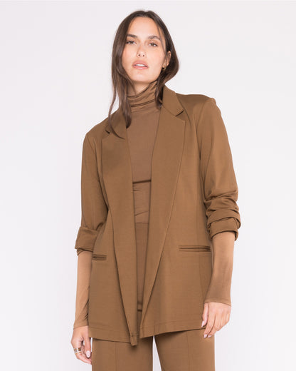 Camel Ponte Knit Oversized Blazer