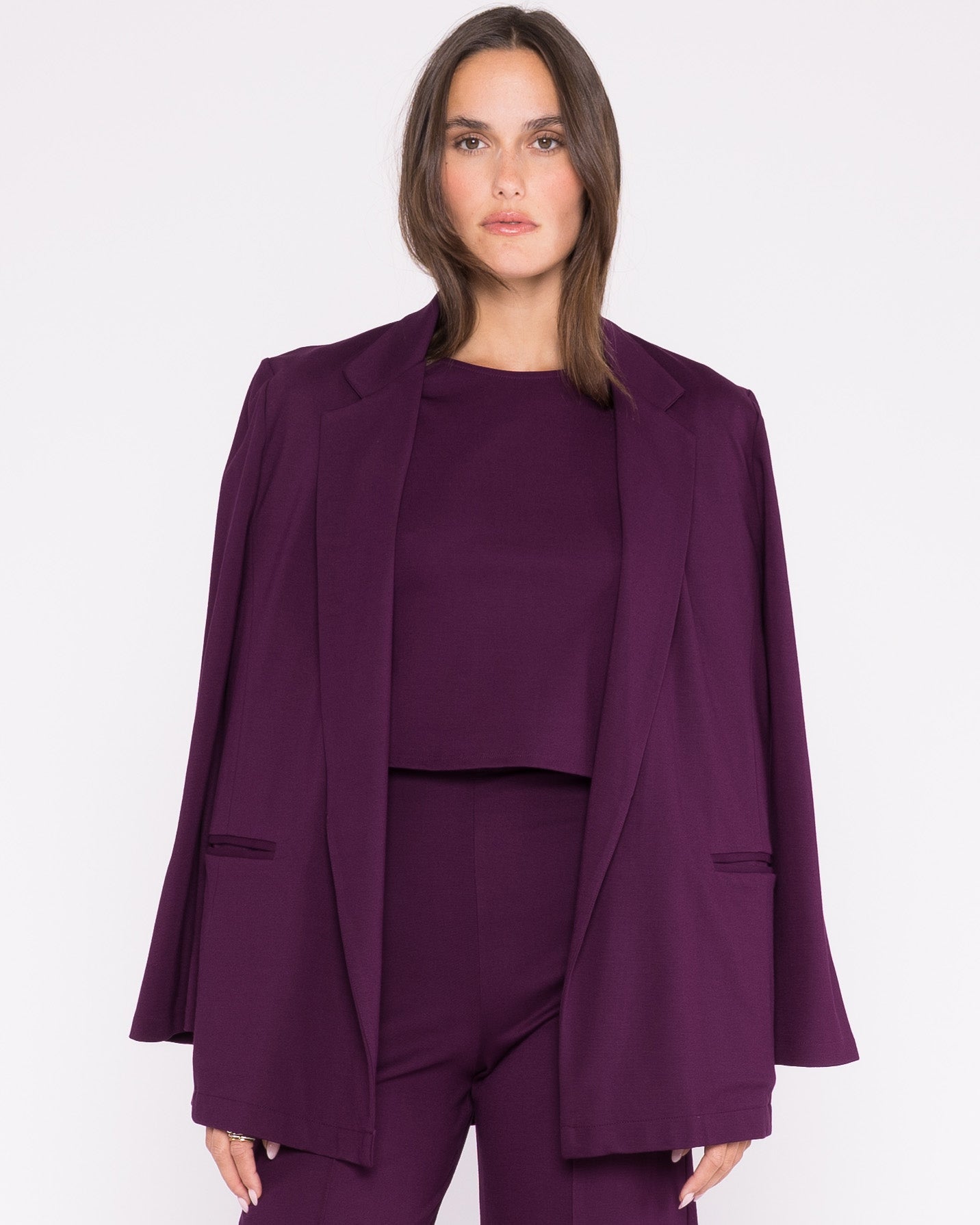 Plum Ponte Knit Oversized Blazer
