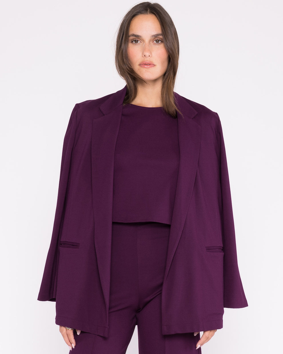 Ponte Knit Oversized Blazer Khaki main image 0