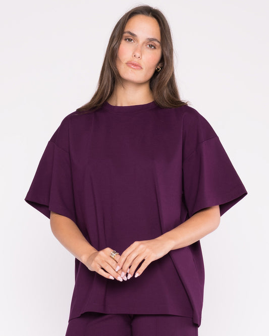 Plum Ponte Knit Big Shirt