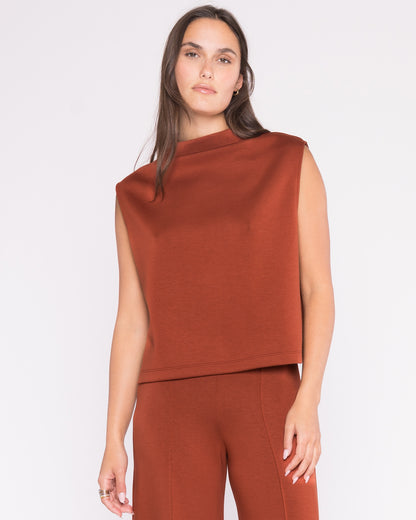 Rust Scuba Cowl Neck Top