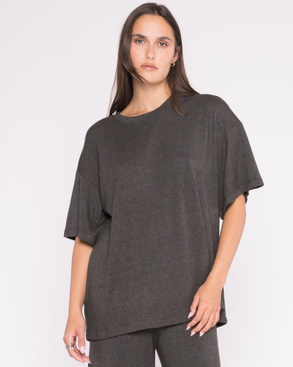 Charcoal Sweater Knit Big Shirt
