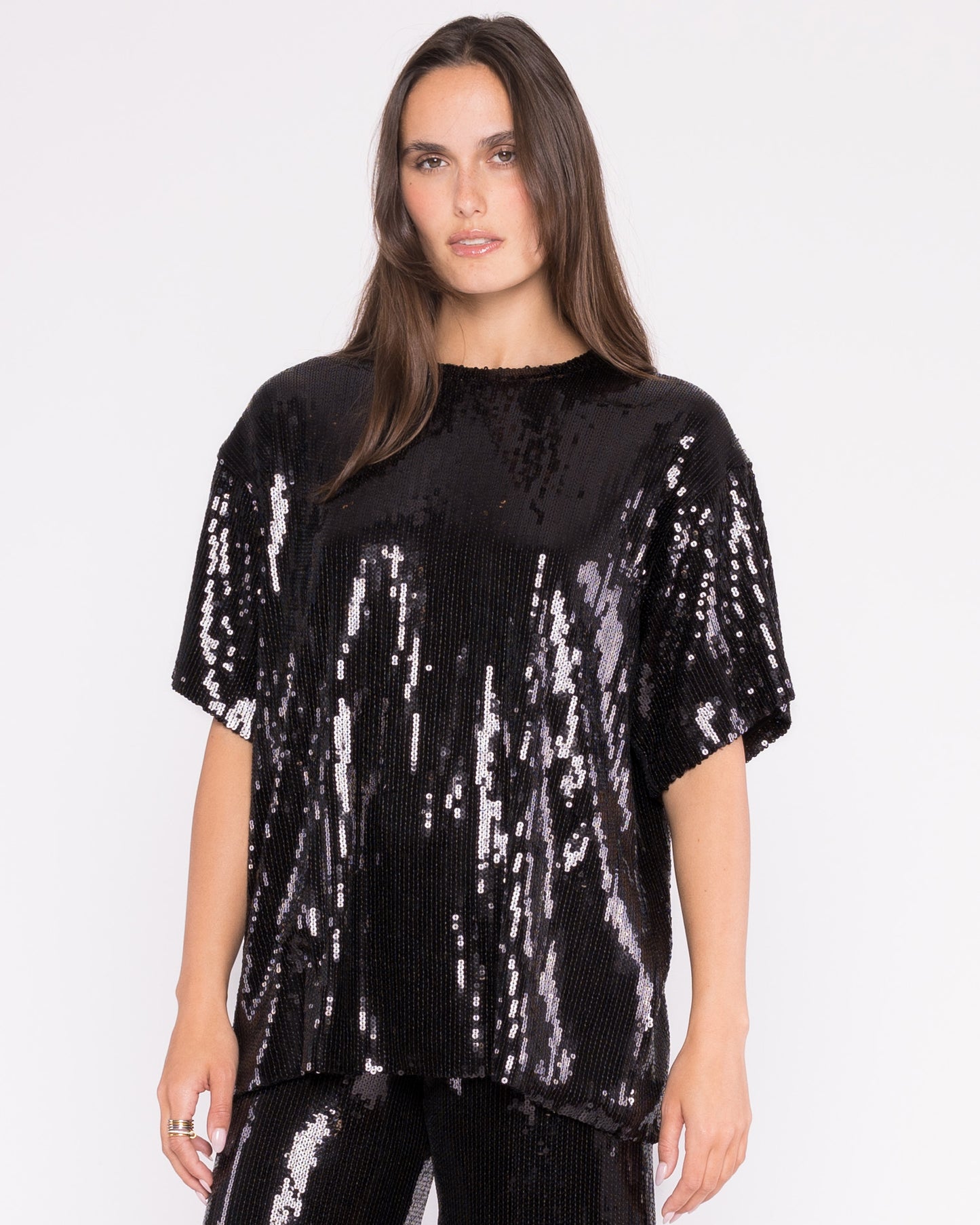 Black Sequin Party Top