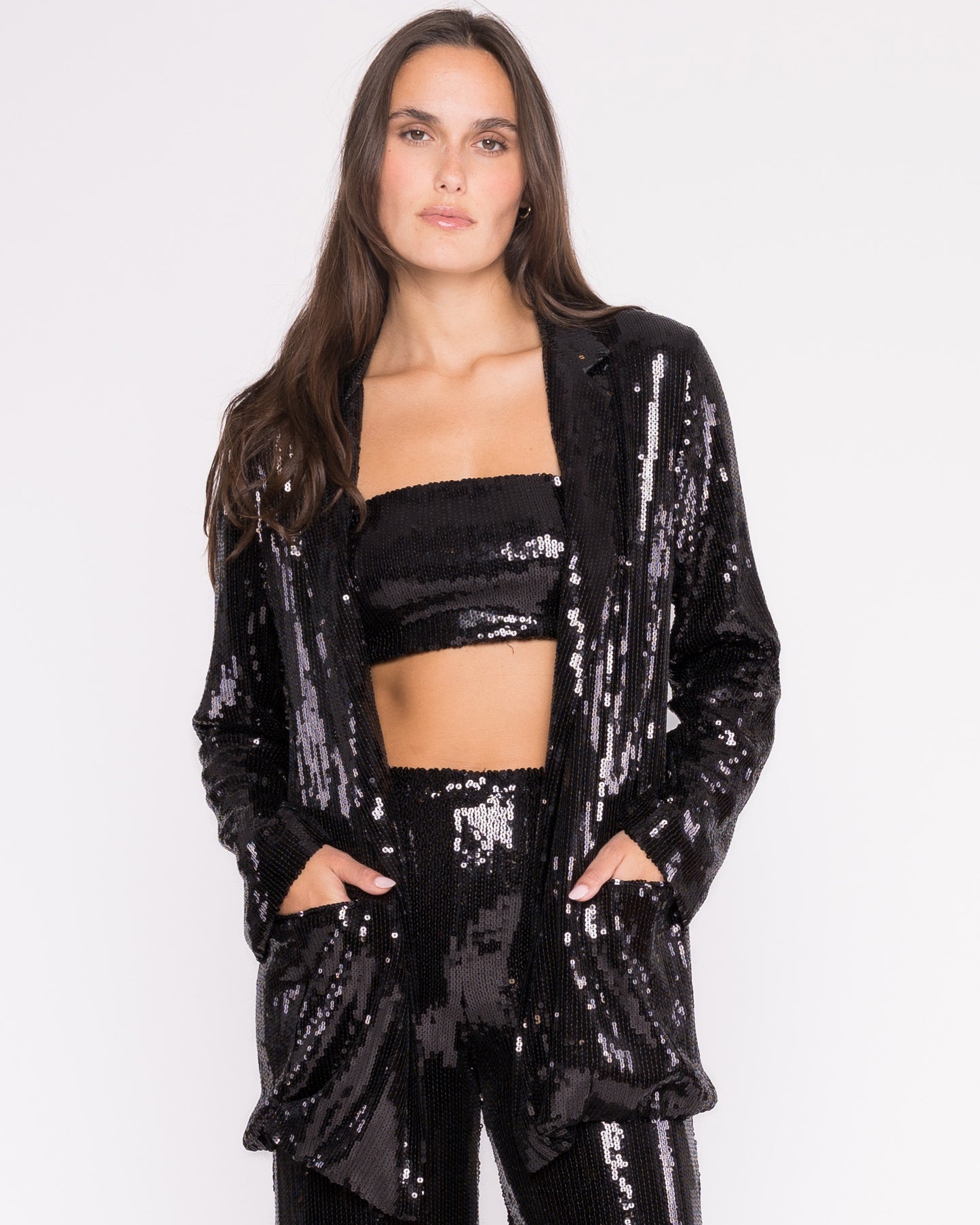 Black Sequin Oversized Blazer