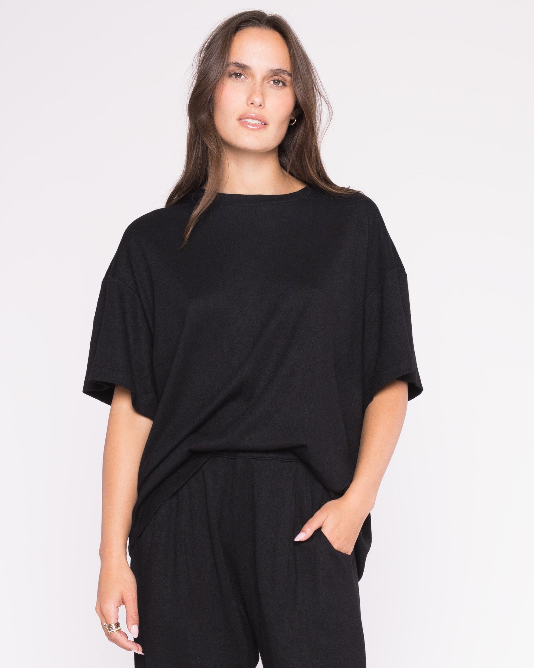Black Sweater Knit Big Shirt