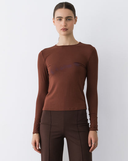Cocoa Modal Fitted Long Sleeve Tee