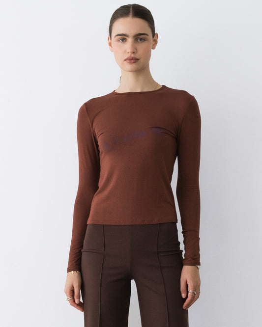 Cocoa Modal Fitted Long Sleeve Tee