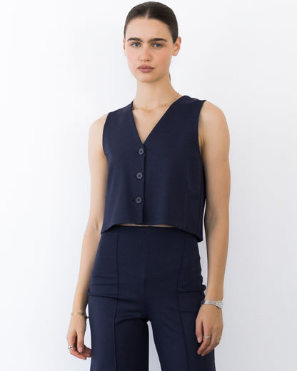 Navy Ponte Knit Vest