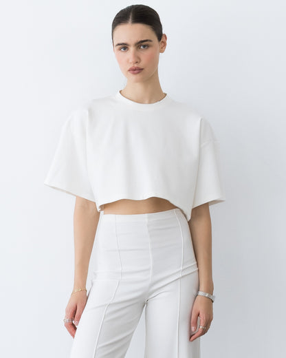 Off-White Ponte Knit Crop Top