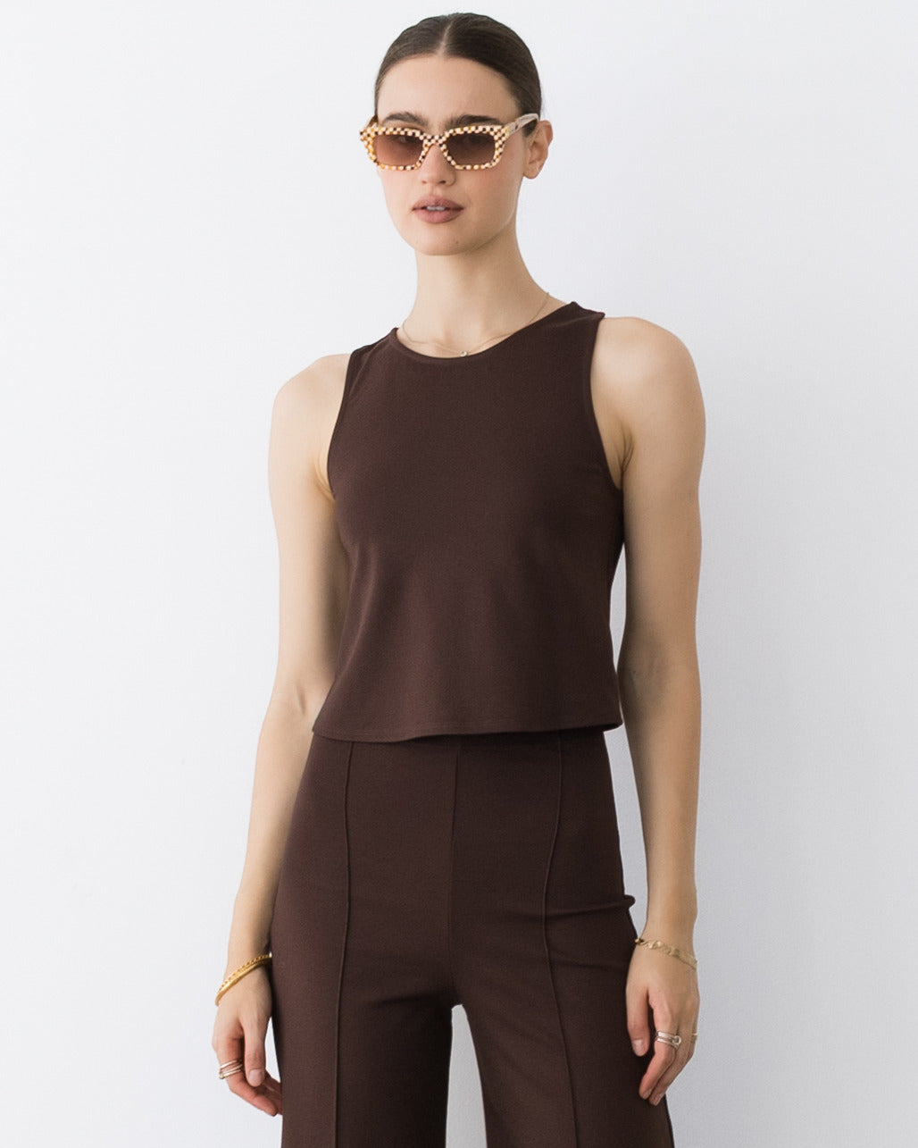 Chocolate Ponte Knit Tank Top