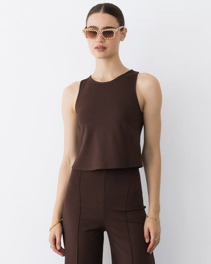 Chocolate Ponte Knit Tank Top