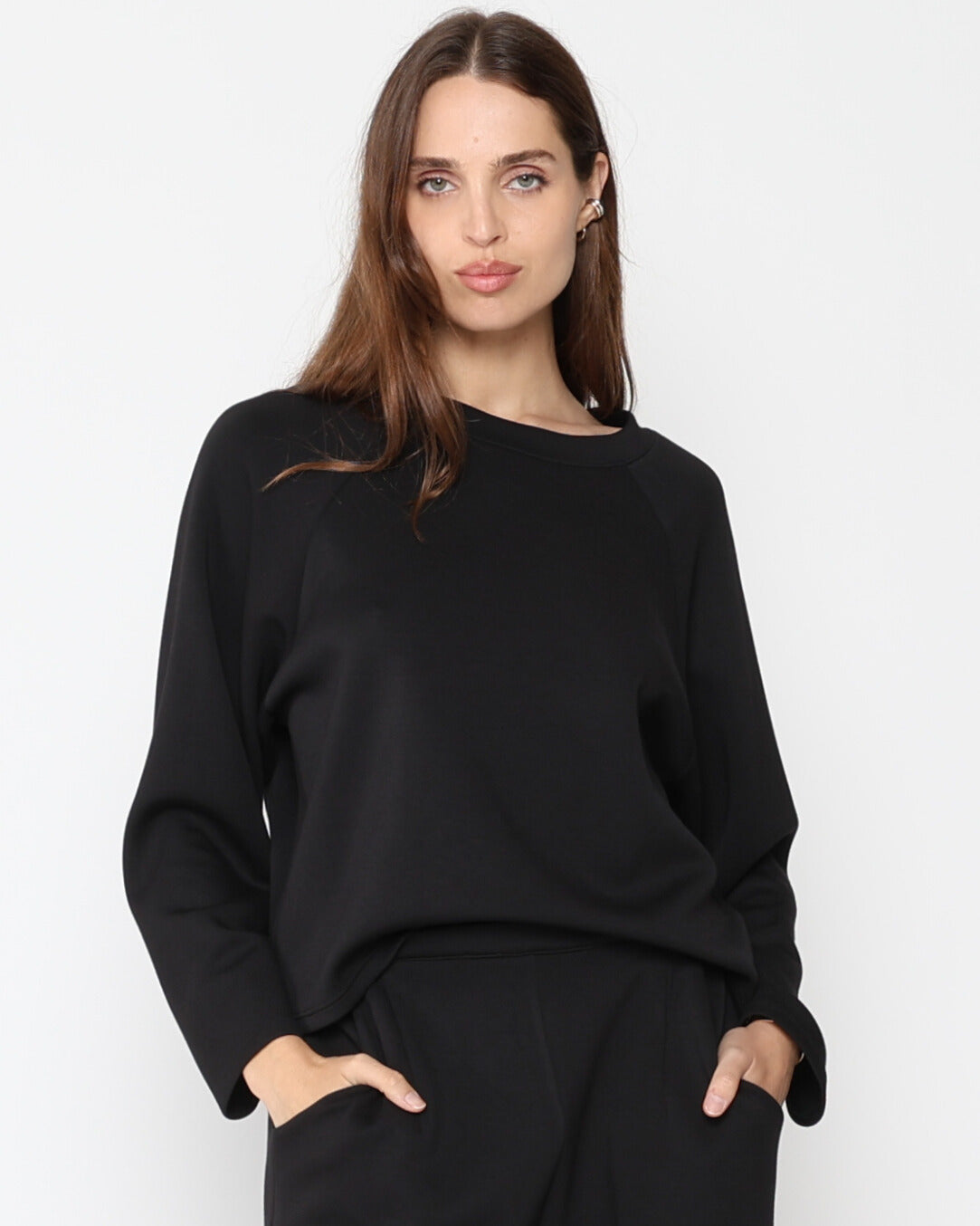 Black Scuba Raglan Top