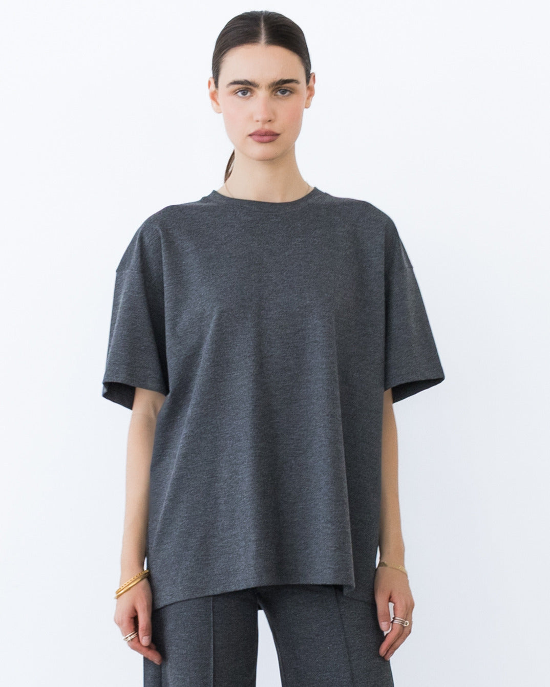Charcoal Ponte Knit Big Shirt