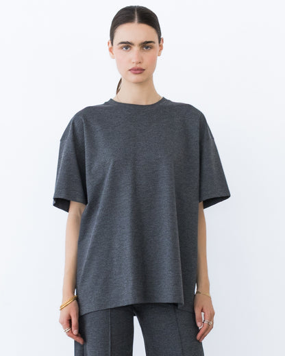 Charcoal Ponte Knit Big Shirt