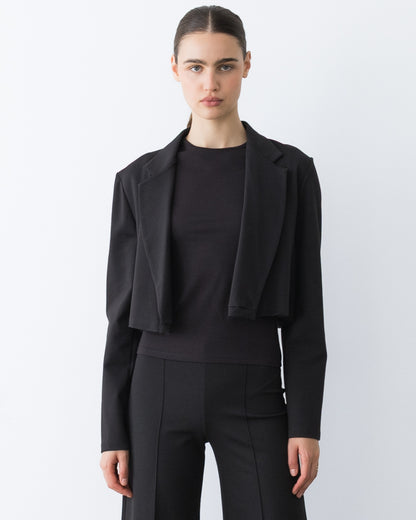 Black Ponte Knit Boxy Blazer – view 1