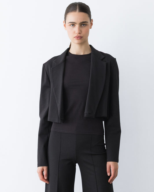 Black Ponte Knit Boxy Blazer – view 1