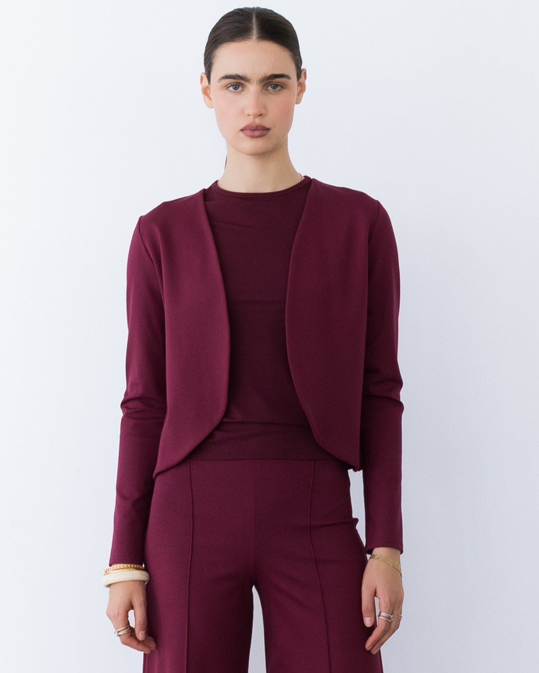Wine Ponte Knit Bolero