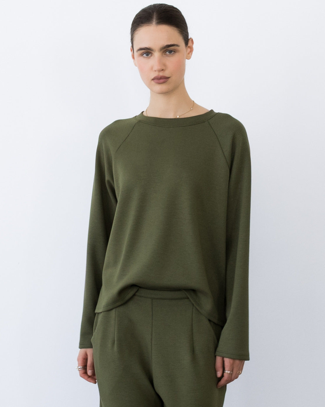Olive Scuba Raglan Top