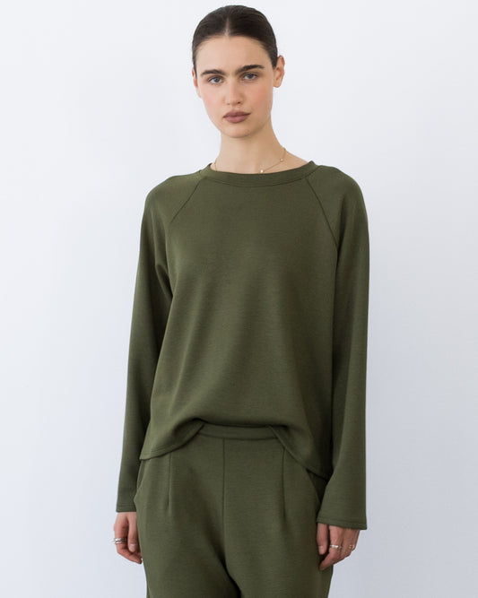 Olive Scuba Raglan Top
