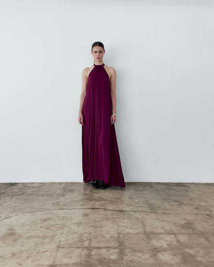 Wine Linen Blend Z Dress