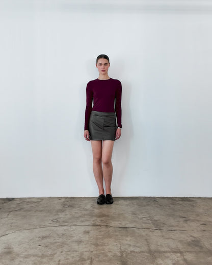 Coffee Vegan Leather Mini Skirt