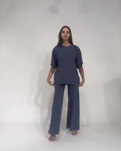 Sea Blue Ponte Knit Big Shirt