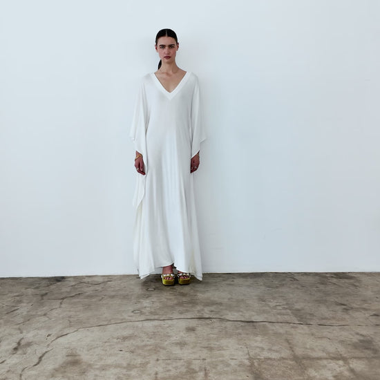 Ivory Sweater Knit Long Caftan