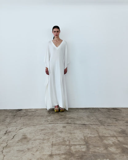 Ivory Sweater Knit Long Caftan