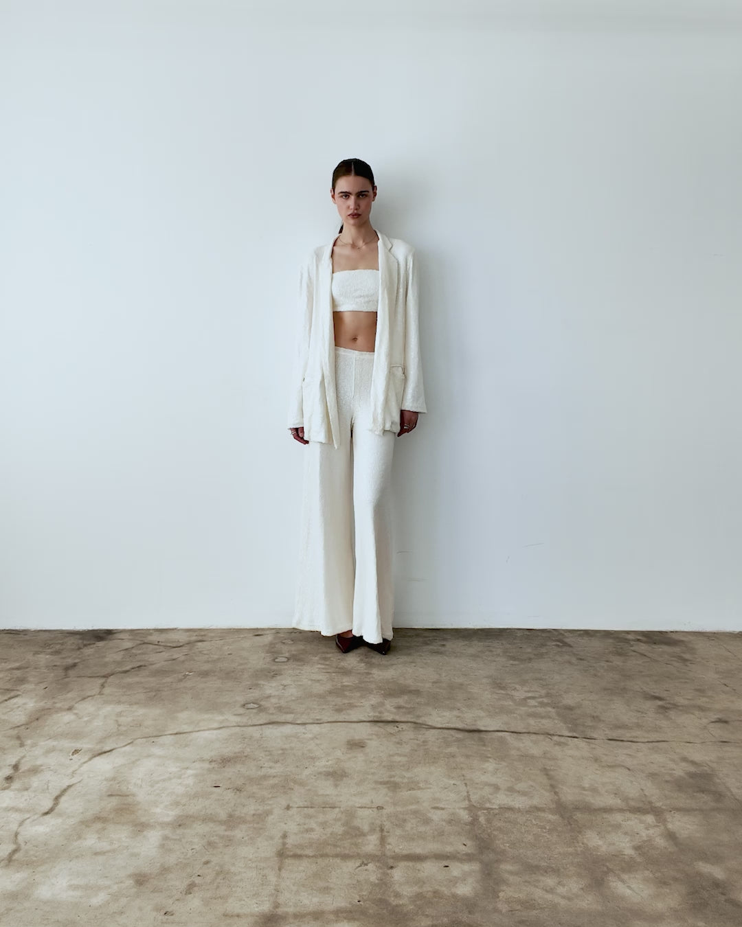Ivory Sequin Oversized Blazer