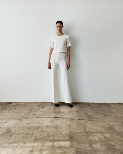 Off-White Ponte Knit Short Sleeve Top