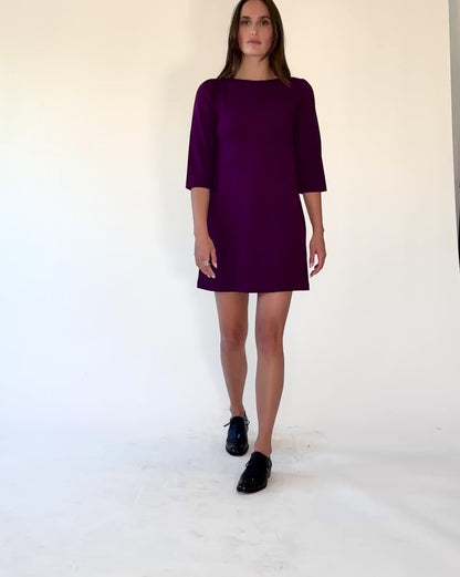 Plum Ponte Knit A-Line Dress