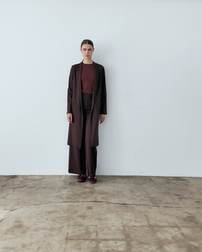 Chocolate Ponte Knit Smoking Jacket