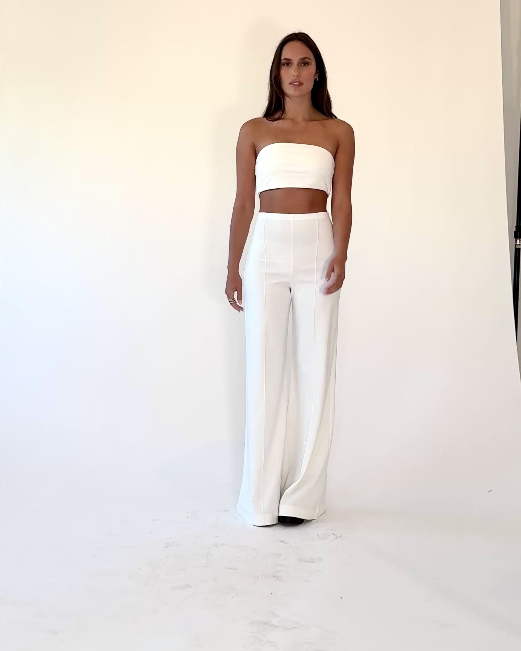 Off-White Ponte Knit Bandeau Top | Ripley Rader