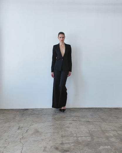 Black Ponte Knit Fitted Blazer