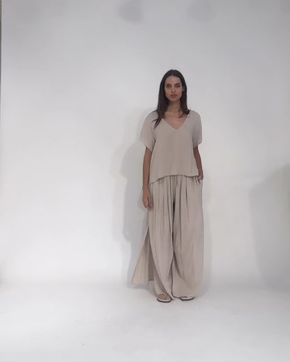 Sand Linen Blend Everyday V Neck