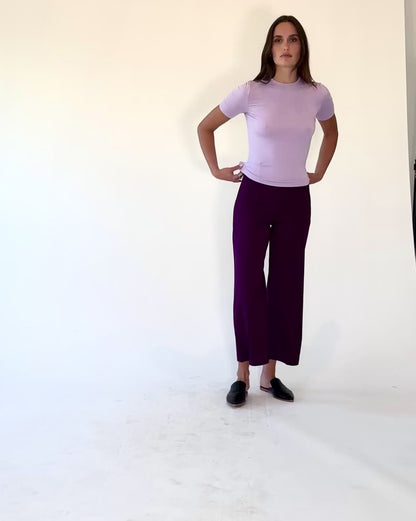 Plum Ponte Knit Straight Leg Pant: Cropped