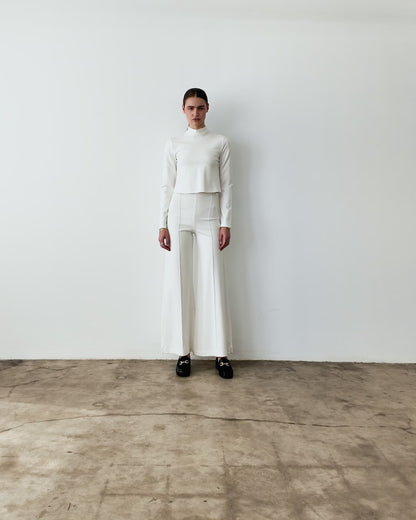 Off-White Ponte Knit Mock Turtleneck Top