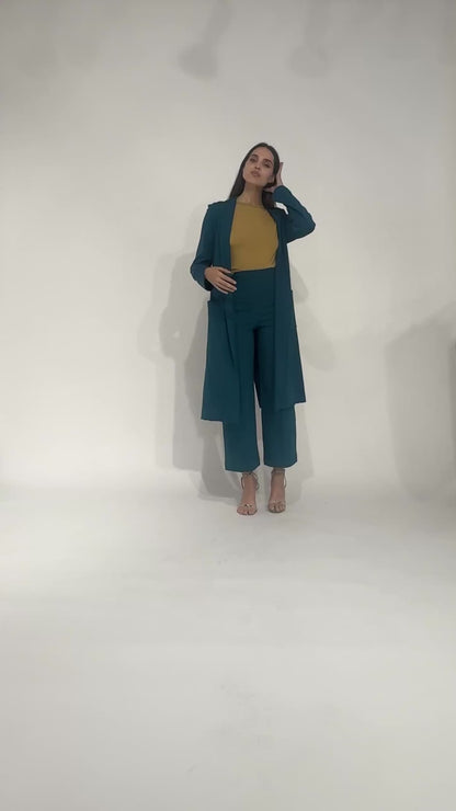 Teal Ponte Knit Smoking Jacket