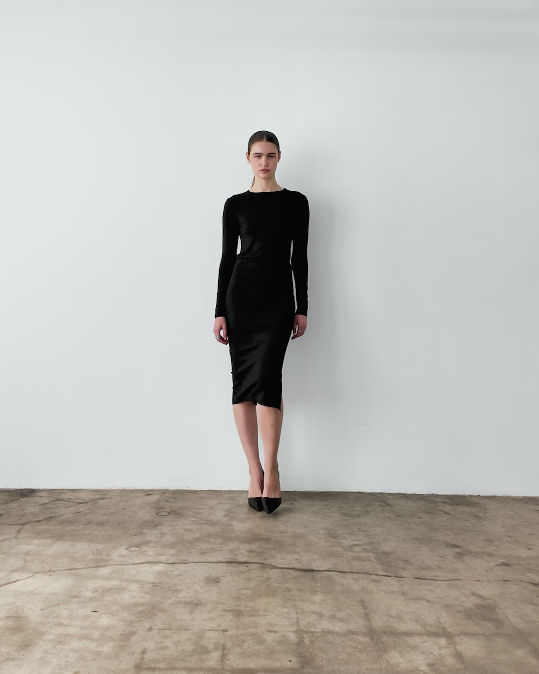 Black Ponte Knit Pencil Skirt