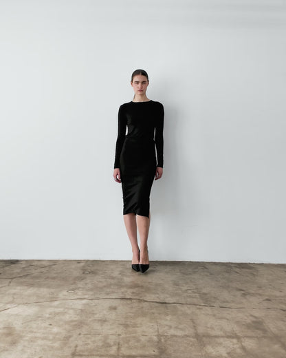 Black Ponte Knit Pencil Skirt