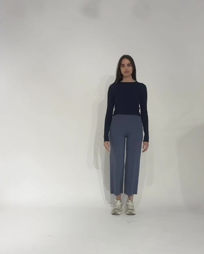 Navy Fitted Long Sleeve Tee