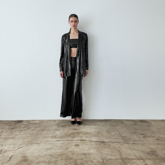 Black Sequin Oversized Blazer