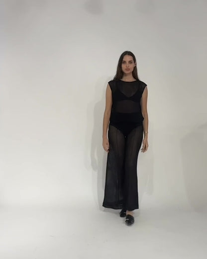 Black Fishnet Lounge Tank