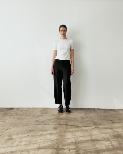 Black Ponte Knit Barrel Pant