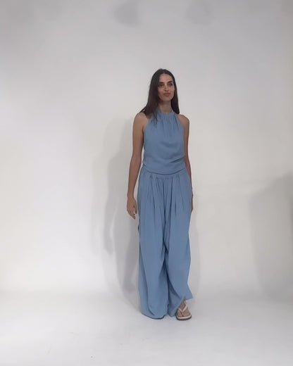 Chambray Linen Blend Flowy Pant