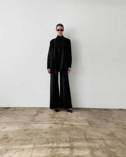 Black Ponte Knit Oversized Blazer