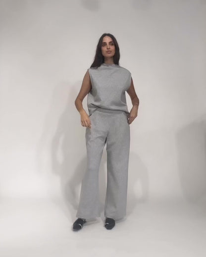 Heather Grey Scuba Cowl Neck Top