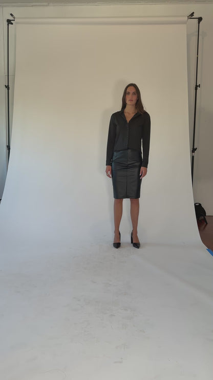 Black Jersey Button Down