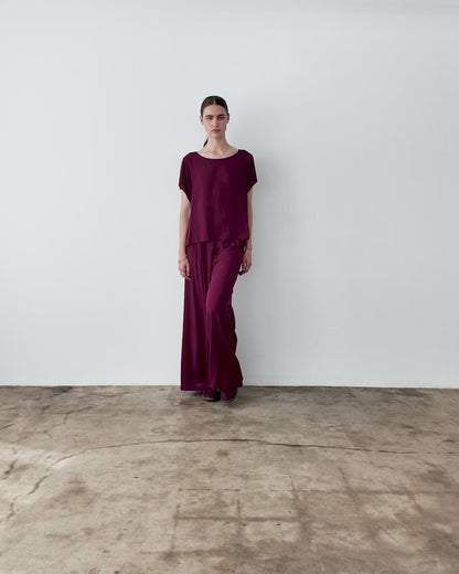 Wine Linen Blend Yacht Pant