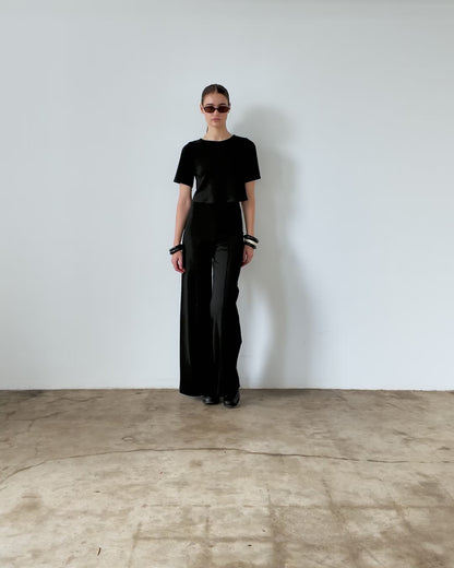 Black Ponte Short Sleeve Top